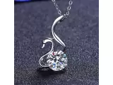 $50.00 Sterling Silver Swan Moissanite Diamond Necklace with Gift Box